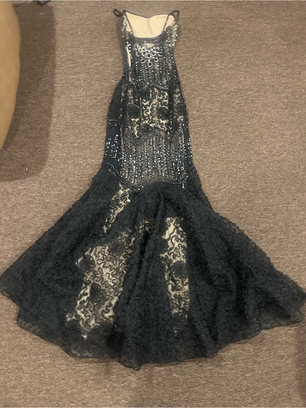 Like NEW! Jovani Women's Sz 2 Evening gown prom dress Blk Bead sequins Lace - Picture 8 of 9
